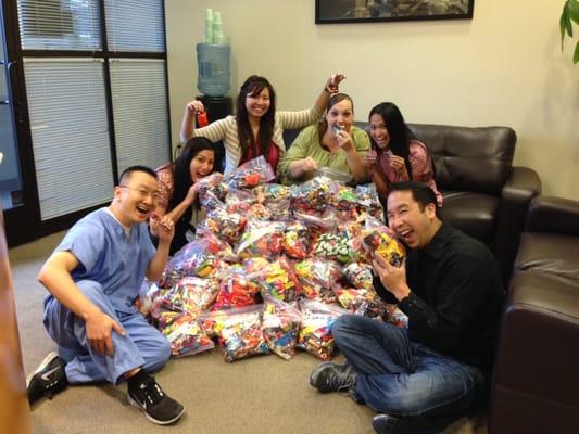 Posing with our 2013 Halloween candy buy back that we sent to our brave troops fighting overseas.