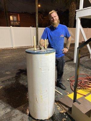 Mark handled this 400+ lb. water tank like an animal. Thank you!!!!