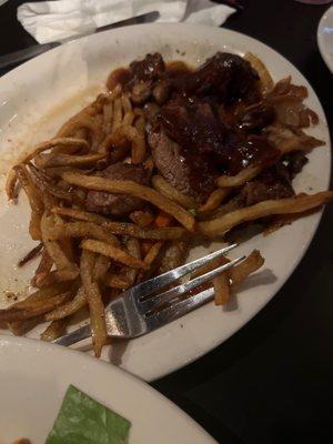 Steak Tips with mushrooms and onions