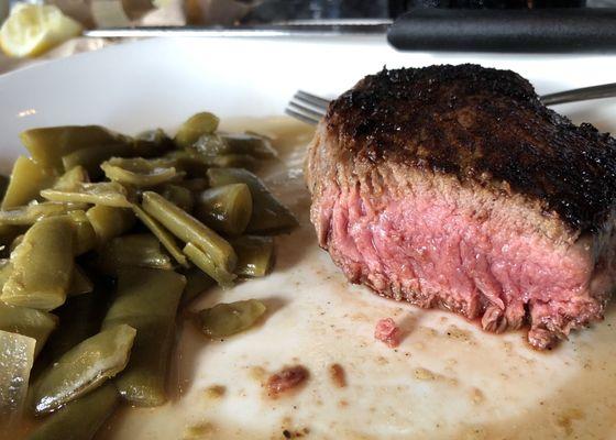 Sirloin steak cooked perfectly to medium rare--Yum!