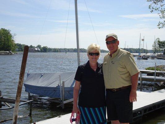 Chic and Carlene enjoying a beautiful day at the sailing club.