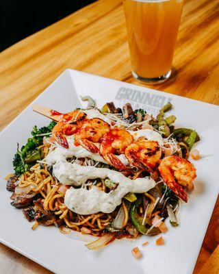 stir fried shrimp veggie bowl