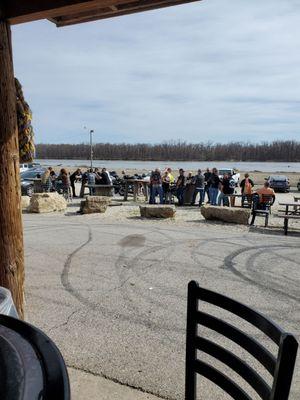 Lots of seating outside w a river view