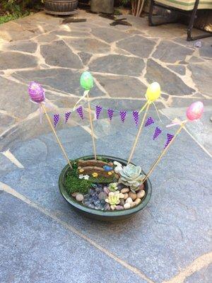 Dollar Tree Easter craft items and fairy garden items are now available. I made this fairy garden with all the dollar Tree items I bought.