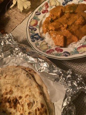 Tikki masala and garlic naan