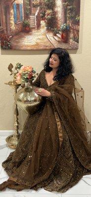 Full handwork bronze Lehenga