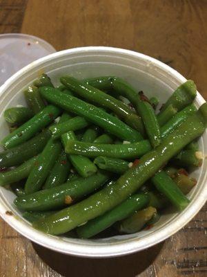 Side of Cajun green beans for my walk home. Spicy!!