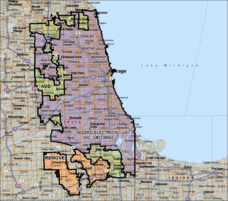 We cover 100% of the City of Chicago & most of Cook County.
 Repairing & Updating Old Wiring Our Specialty