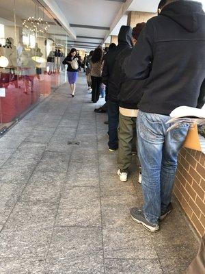 The line waiting for the embassy to open