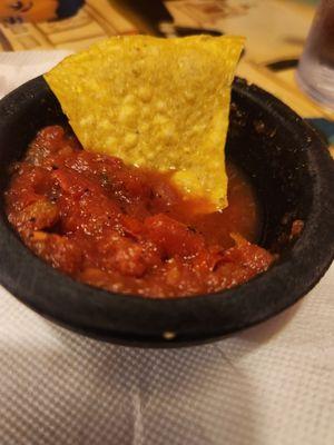 Complimentary salsa and chips