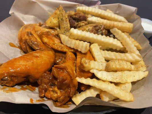 Buffalo and lemon pepper with regular fries