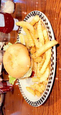 Burger  and fries