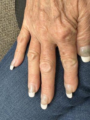 Nails were done by Marilyn on September 12. Pics taken on September 16 2024