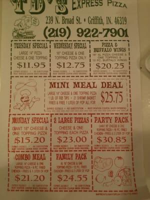 Their Specials and coupons.