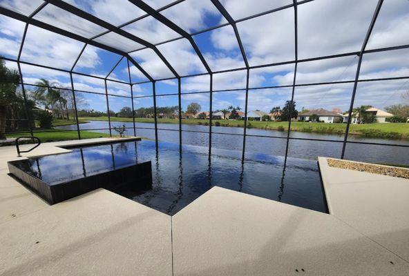 A close-up of a pool, showcasing the pool area