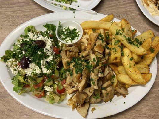 Chicken Shawarma Platter with House Salad and Fries