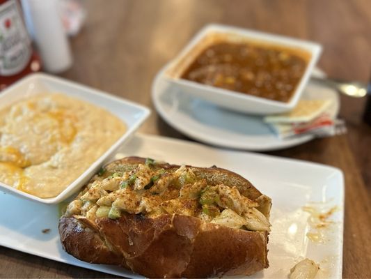 Delicious Jumbo Lump Crab Roll ($32.88).  Maryland Crab Soup ($8.99 cup) in the back. Feb 2024.