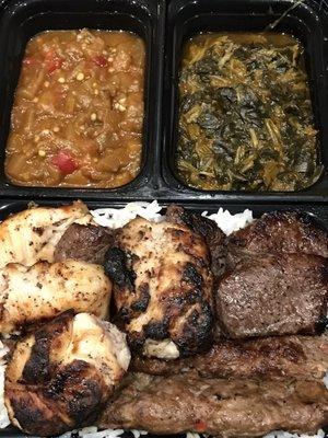 Mix Grill Platter with Banjan and Spinach