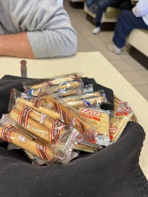 We asked for a bread basket... they said they don't have bread... gave us crackers instead