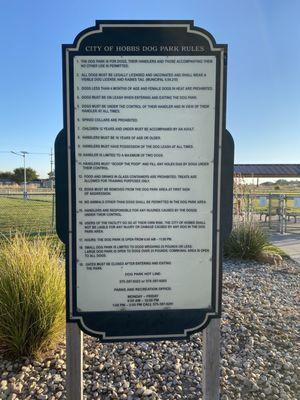 Dog park rules 9/22/2022