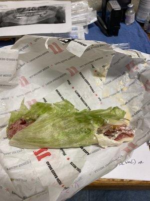 Lettuce wrap.... they literally just put one leaf of lettuce .... whole thing is falling a part .... gross ..... it's a shame