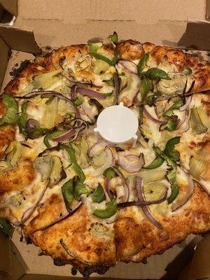 Small Create Your Own Pizza with Artichoke Hearts, Green Peppers, and Red Onions