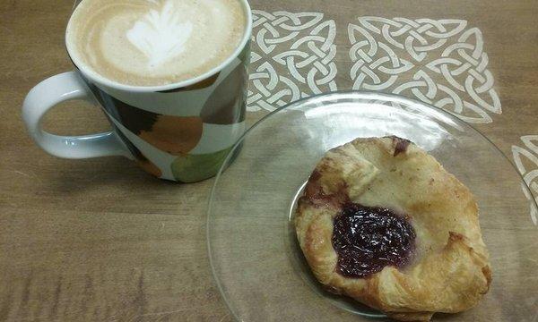 Raspberry croissant and Latte!