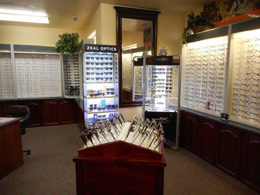 We offer a large selection of eyeglasses, contact lenses and designer frames, transitions lenses and sunglasses.