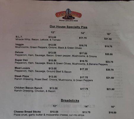 Menu 231-873-1850