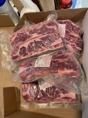 Got a custom order of RR Ranch beef short ribs for braising. Super easy to shoot them an email about getting these and the price was great!