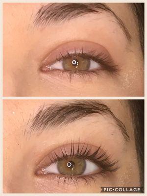 Lash lift before and after