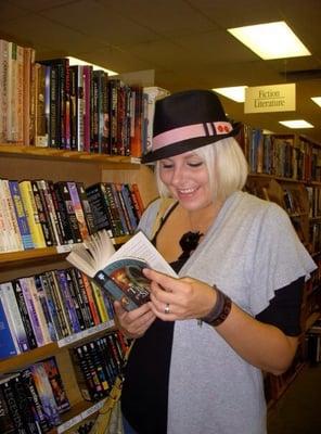 Yes, my friend and I posed at my favorite bookstore. We are lame.