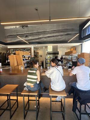 Seating area and kitchen