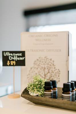 Our Ultrasonic Diffuser and  Organic Essential Oils