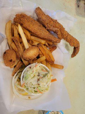 Very small fish filets that look like chicken fingers.