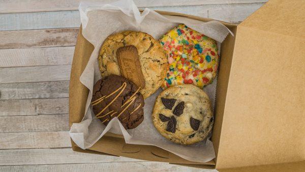 Small Cookie box includes four small batch gourmet cookies