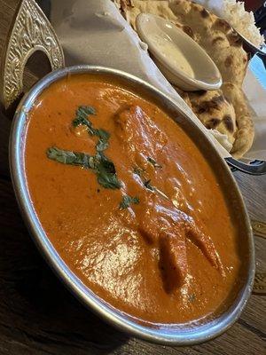 Chicken tikka masala with regular naan