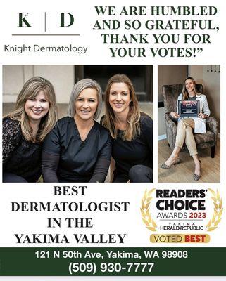 We love to care for your skin and are humbled by this honor!