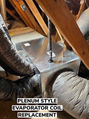 Plenum style evaporator coil replacement with existing ductwork