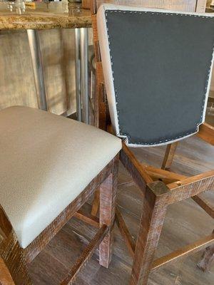 Custom recover of barstool cushions with all new padding and vinyl I provided!