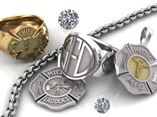 Custom firefighter jewelry