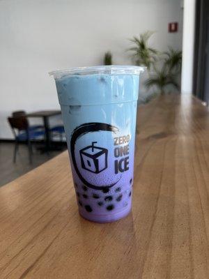 Blue Lagoon milk tea with boba