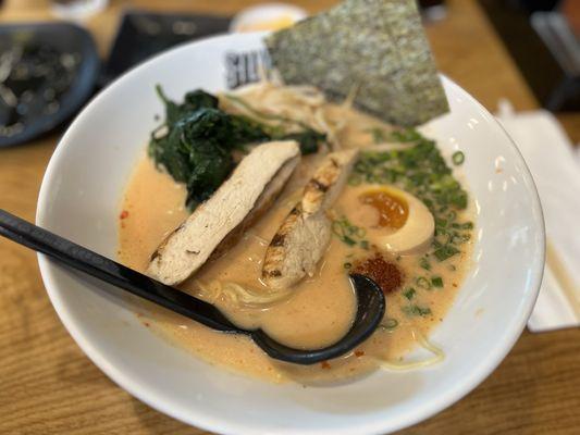 Spicy ramen with chicken