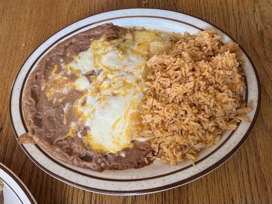 1. Chile Relleno, Taco, Enchilada, Rice and Beans Combo Plate (Taco not shown. It was eaten too quickly.)