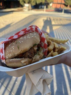 Chicken burger and fries combo