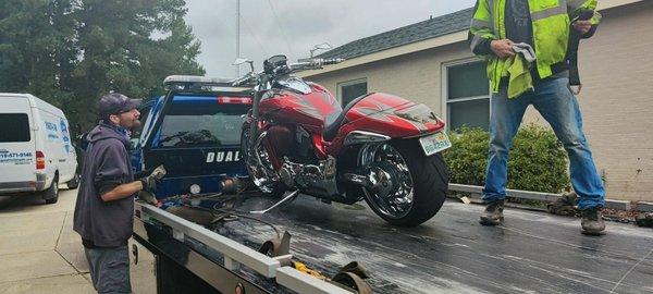 Motorcycle towing / transportation