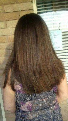 Long layered haircut. Beautiful chesnut brown color