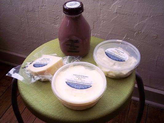 The products we bought at Golden Glen creamery