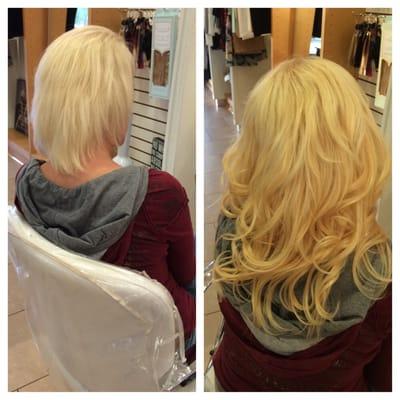 Before and after hair extensions I tip 150 strands done by loren