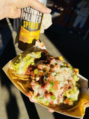 Vegan Nachos ($16) & 24oz Spiked Arnold Palmer ($16)